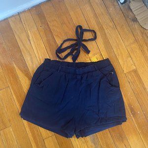 Navy Summer Shorts with Tie